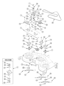 Deck Drive And Spindle Assembly Diagram and Parts List for GT2550 K015-Before-13A2C7P710 Cub Cadet Lawn Tractor